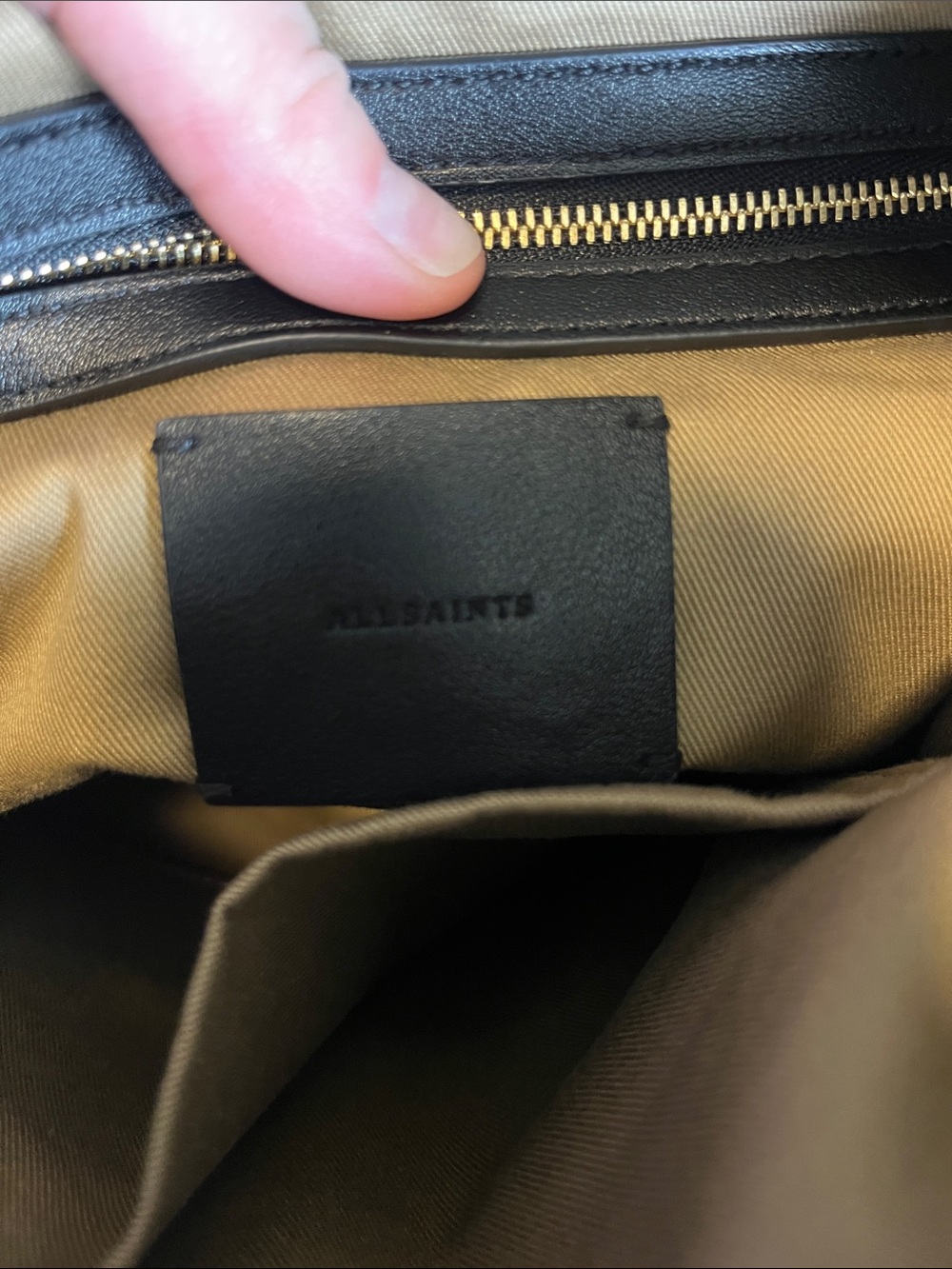 6 HOUR SALE! AllSaints Black Leather Backpack Handbag with Gold Hardware - Picture 10 of 13